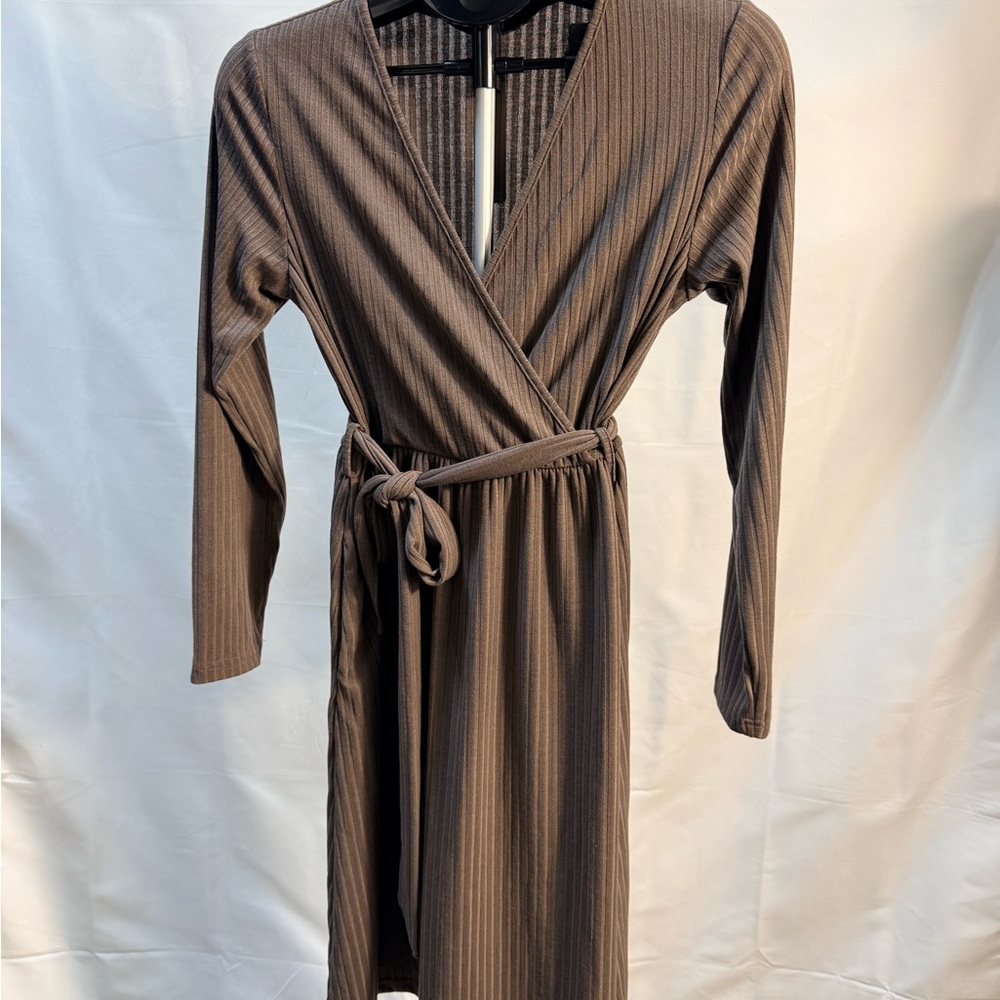Elegant Brown Wrap Dress
